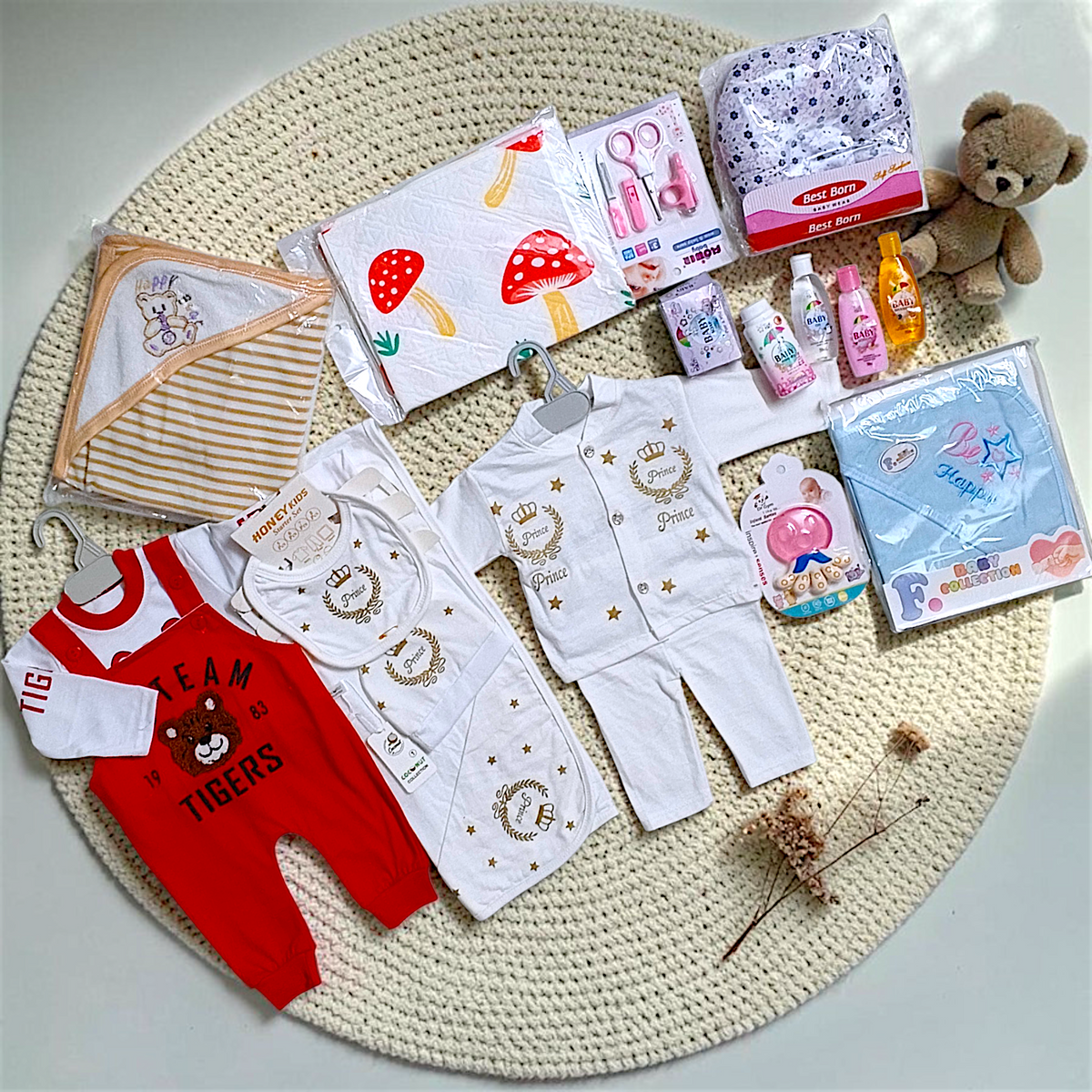 Newborn Baby Boy Summer Essentials Deal – 9 Items | Soft Five Piece Starter Gift Set | Under Rs. 4000