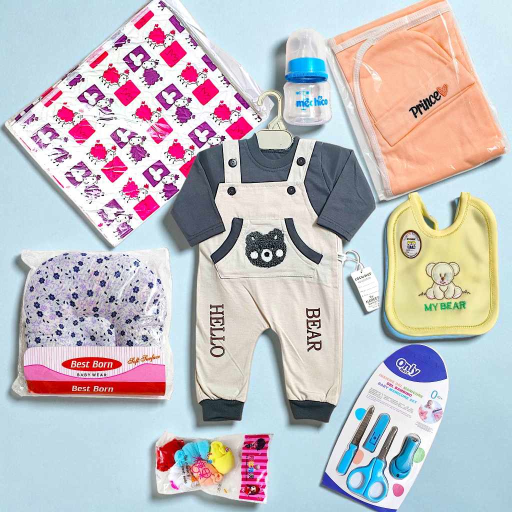 Essentials Pack for Newborn and Grey Romper