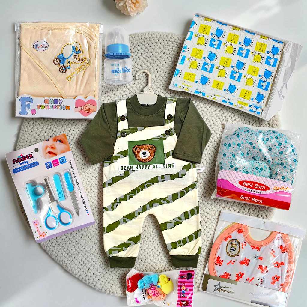Newborn Essentials Package and Romper Olive Green