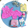 Pink Printed Frock & Care Set