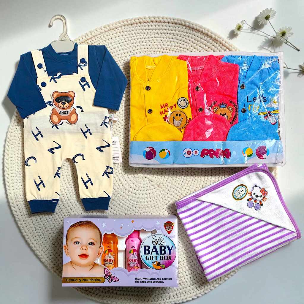 Baby Bath Set and Four Dresses