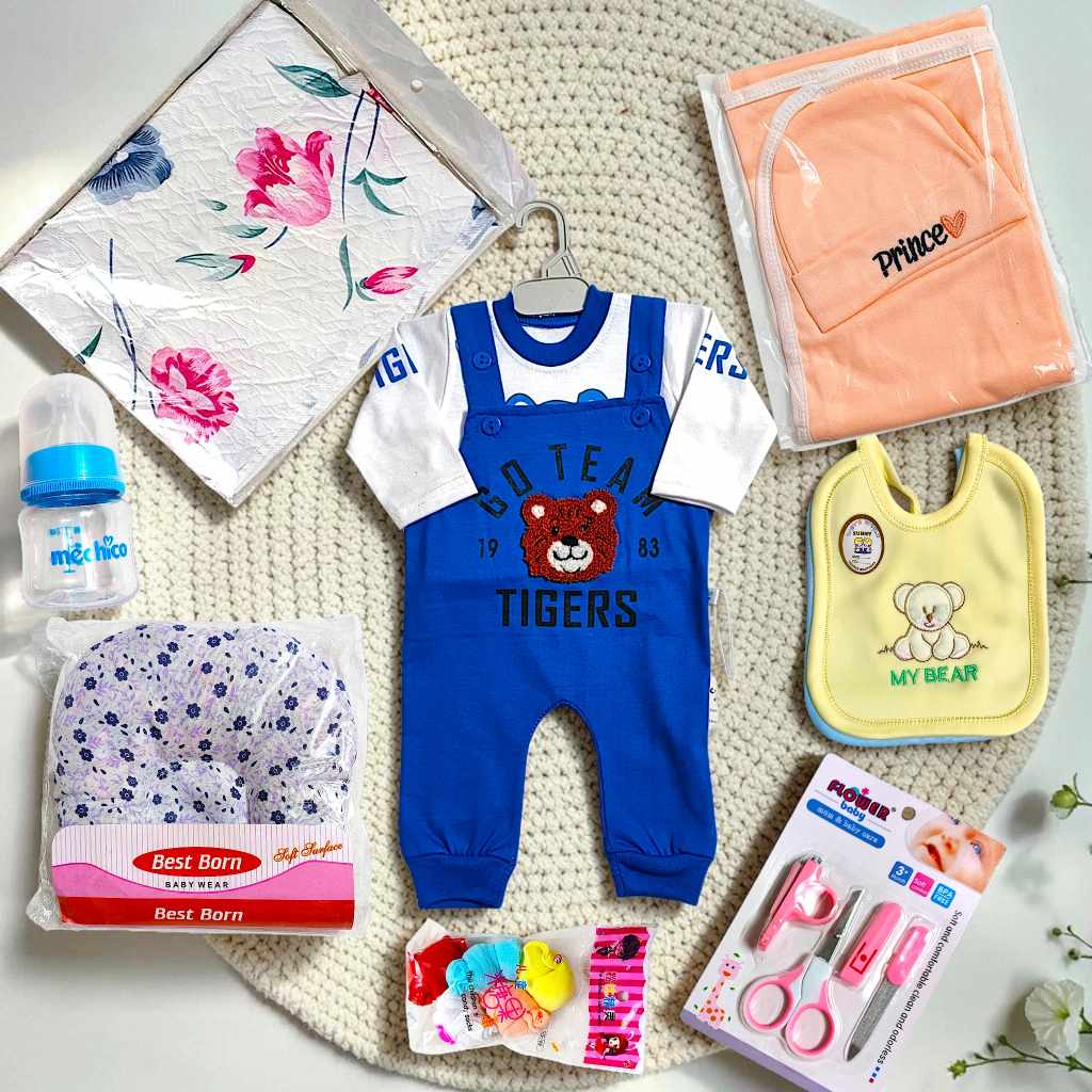 Newborn Baby Gift Set With Go Team Tigers Blue Romper